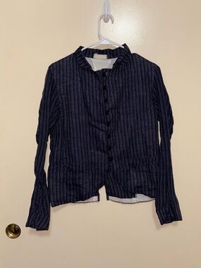 CP SHADES DREE JACKET Women's Medium Blue Chambray Linen Pockets Button Up